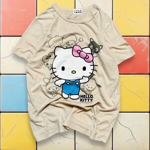 Y2K Hello Kitty Sanrio Tee Womens XS Beige Japan Kawaii‎ Graphic Cartoon T-Shirt